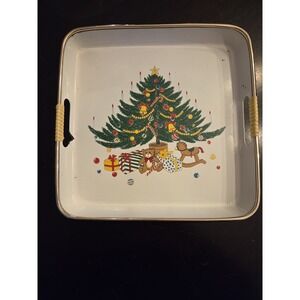 Vintage 1979s Japanese Laquerware Christmas Serving Tray